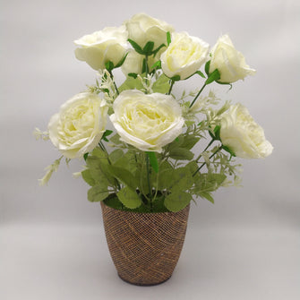 Artificial Carnation big bunch in designer round pot ( Height : 36 x Width : 26 )