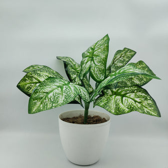 Artificial 9 leaves plant in white pot ( Height : 32 x Width : 26 )