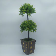 Artificial Single Stem Double Bonsai Tree in Wooden Pot (32cm x 12cm)