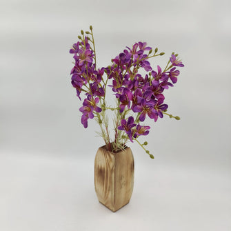 Artificial vas flowers in wood pot (Height 25 cms)
