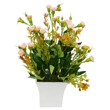 Artificial Mini Carnation Flowers in Long Square White Pot