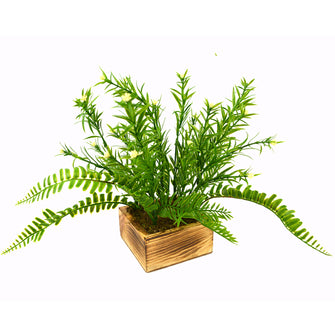 Artificial Grass Flowers Plant in Wood Square pot