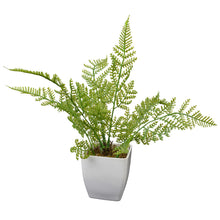 Artificial Plants Lady Fern Leaves in White Square Pot