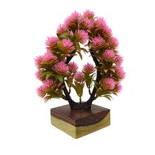 Twin Stem Artificial Bonsai Plant with Natural Teak Wood Log