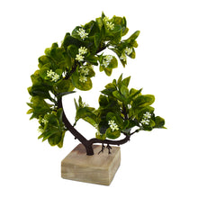 Artificial Leave Bonsai Plant in Natural Teak Wood Log