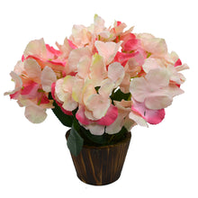 Artificial Hydrangea Flowers plant With Round  Wood Pot
