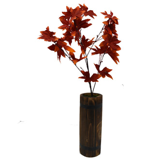 Artificial Mapple Leaves Plant With Round Long wood Pot