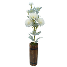 Artificial 6 Heads Dahlia Flower Plant With Round Long wood Pot