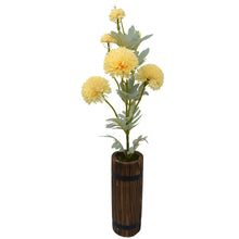 Artificial 6 Heads Dahlia Flower Plant With Round Long wood Pot