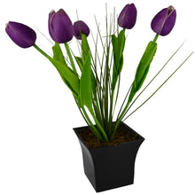 Artificial Flower Tulip Grass with Square Long Pot